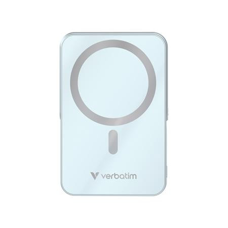 VERBATIM Power bank, külső akkumulátor, mágneses (vezeték nélküli), 10.000mAh, kitámasztó, VERBATIM "Charge n Go", kék
