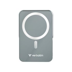   VERBATIM Power bank, mágneses (vezeték nélküli), 10.000mAh, VERBATIM "Charge n Go", szürke