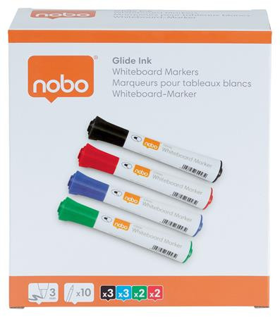 NOBO Táblamarker, kúpos hegyű, 2 mm, 10 db, NOBO "Glide", vegyes