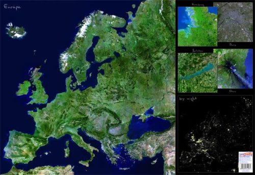 STIEFEL Könyökalátét, kétoldalas, STIEFEL  "Európa űrtérkép"