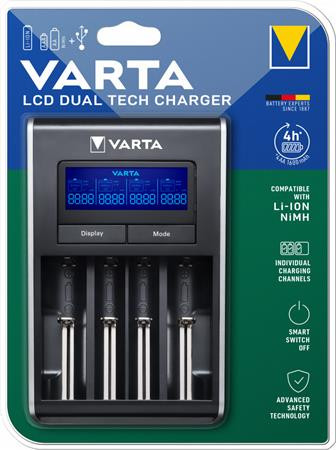 VARTA Elemtöltő, AA/AAA/Li-ion akku+USB, akku nélkül, VARTA " LCD Dual Tech"