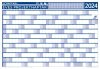 STIEFEL Éves tervező és projekt naptár, kétoldalas, fémléces, kék színű filctollal, 70x100 cm, 2024 évi, STIEFEL