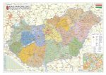   STIEFEL Falitérkép, 70x100 cm, fémkeret, tűzhető, Magyarország közigazgatási térképe, STIEFEL